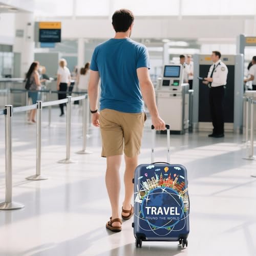 Image of WUJIAONIAO Travel Luggage Cover Spandex Suitcase Protector Washable Baggage Covers (S (for 18-20 inch luggage), TRAVEL)
