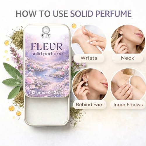 Image of IDITRI EXPORT Solid Perfume |OMB leather&Fleur Alcohol Free Wax Perfume Balm, Long Lasting | Pocket Tin 12g, Pack Of 2| Non Greasy Smooth Glide, Travel Friendly Men And Women