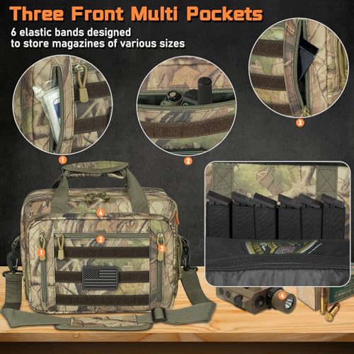 Image of Pistol Case, Gun Range Bags For 2 Pistols 6 Magazines Carrying Shooting Bag with Lockable Zipper for Shooting Range Outdoor Hunting