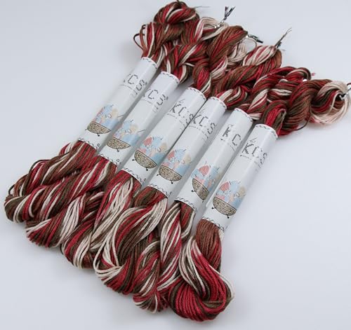 Image of KCS Big skeins of 25 Meters Size 25 Color Variegated Cross Stitch Stranded Threads,6 skeins,4516