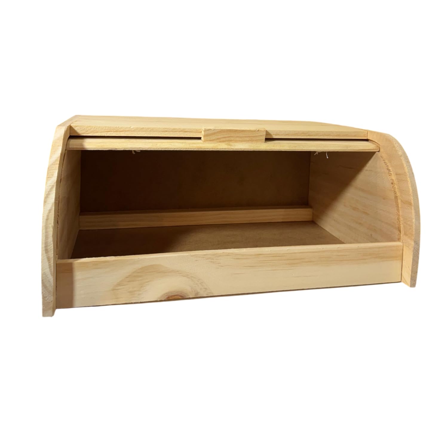 KROWN - Panera de Madera con Tapa Corredera, Caja para Pan y Bollería, Diseño Natural, 35 x 24,5 x 15 cm