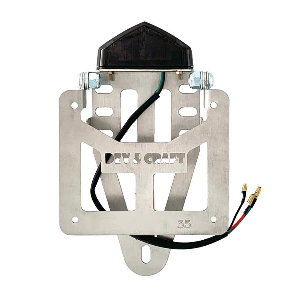 Support de plaque d'immatriculation pliable 50 CC universel HM Fantic Valenti etc Moto Motard Enduro avec Spot Led Noir