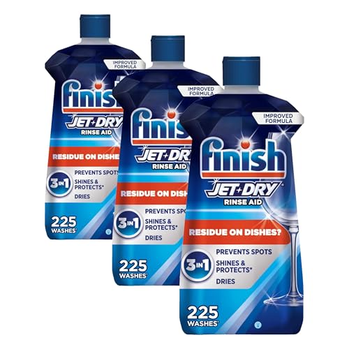 Image of Finish Jet-Dry Dishwasher Rinse Aid, Compatible with Dishwasher Detergent, Prevents Spots & Residues, Dries, Shine & Protects, 23 oz, 225 Washes. (Pack of 3)