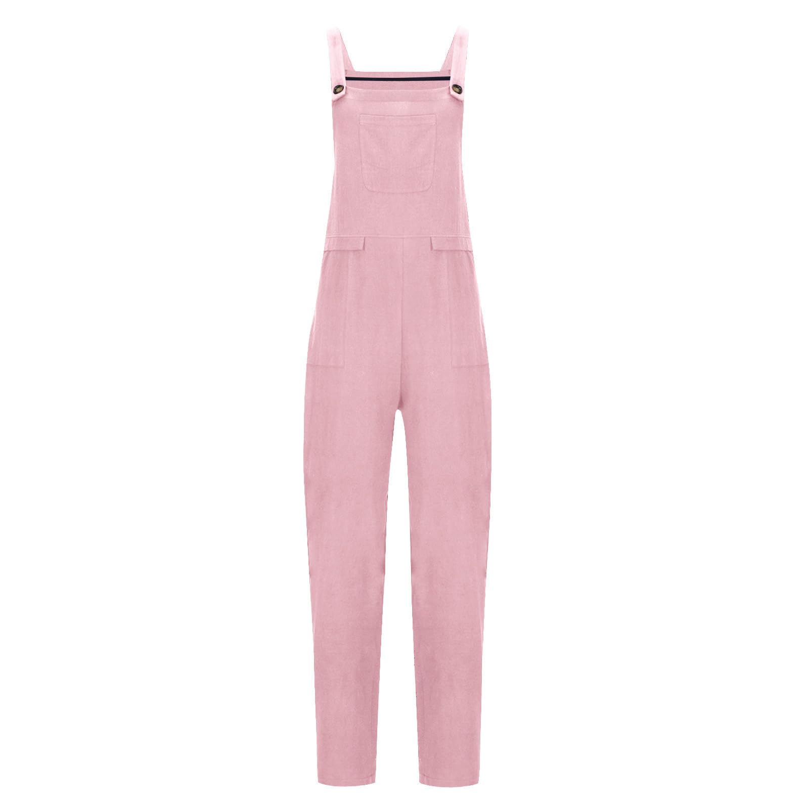 Jumpsuits Donna Senza Maniche Casual Baggy Locker Salopette Spaghetti Spalline Oversize Pantaloni Lunghi Estensibili con Tasche 2024 Salopette Donna