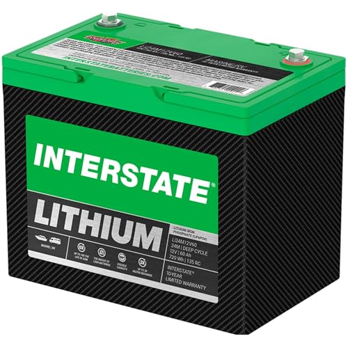 Image of Interstate Batteries 12V 60Ah LiFePO4 Marine Battery, Group 24M, Deep Cycle
