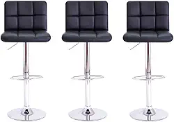 Kit 03 Banquetas Alta Para Bar Balcão Bancada Estofada Área Gourmet Cozinha Americana Giratória Gomos Preta