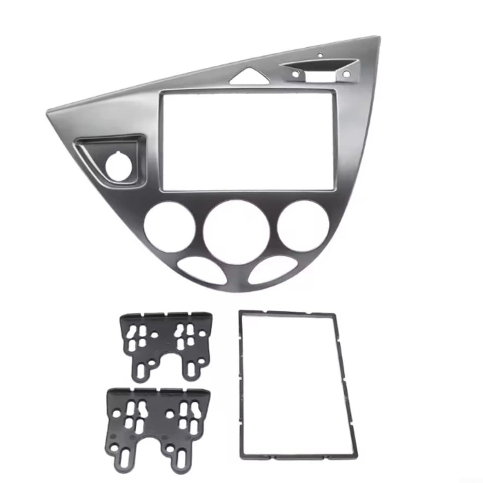 Mascherina per autoradio 2 DIN, per Ford Focus Mk1 e Fiesta (1998-2006), LHD, plastica ABS, nero opaco o grigio argento, adatto per radio Dual DIN da 7 pollici (Silver Gey)