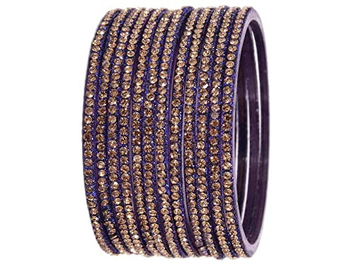 Image of NMII Glass with Zircon Gemstone and Beads Studdded Glossy Finished Traditional Bangle Set For Women and Girls