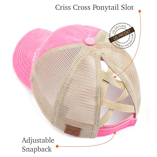 Image of C.C Exclusives Hatsandscarf Washed Distressed Cotton Denim Ponytail Hat Adjustable Baseball Cap (BT-13)