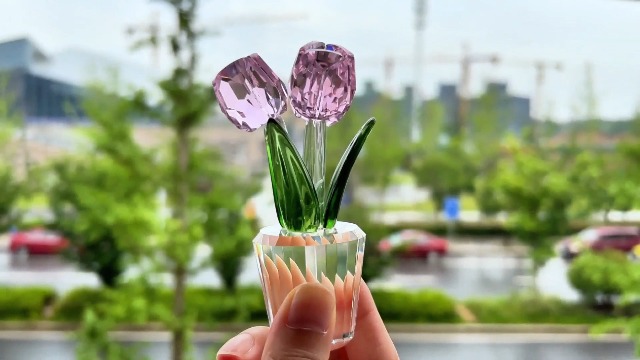 Amazon.com: Pink Crystal Tulip Figurine Collectible Glass