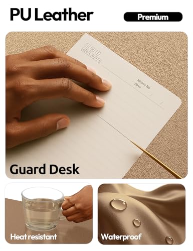 Image of YSAGi Leather Desk Protector, Office Mat, Large Mouse Mat, Non-Slip PU Leather Blotter, Laptop Pad, Waterproof Writing Pad for Office and Home (Bronze, 31.5 inch x 15.8 inch)