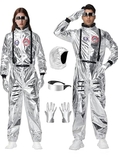 Candyhouse Disfraz de Astronauta para Adulto - Traje Espacial Plateado para Halloween con Casco Espacial, Guantes y Gafas (M) | Ya disponible en tu tienda friki favorita! En mundofriki.es!