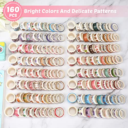 160 Rolls Cute Washi Tape Set Kawaii Animal Washi Tape With Bear Flower Bunny Embellishment Adhesive Decorative Masking Tape For Kids Diy Arts Crafts Journal Scrapbooking Gift Planner School Supplies #TOP2