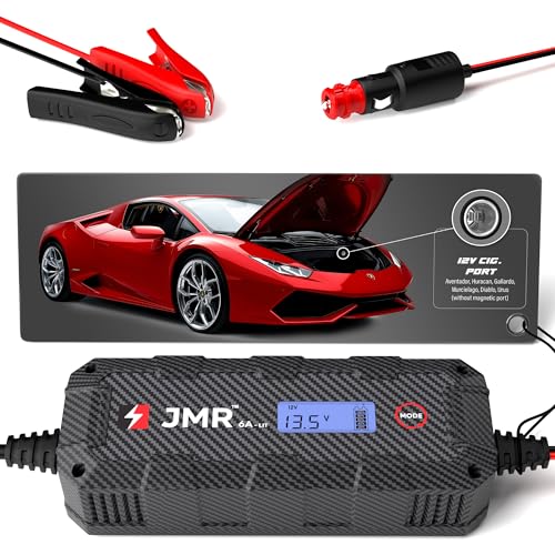 JMR Battery Charger for Lamborghini Aventador Huracan Urus Gallardo Murcielago Trickle Charger Conditioner Maintainer (12V Cig Port, Add Lithium Mode)