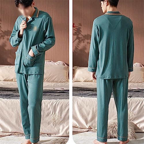 Spring and Autumn Pyjamas Men's Models Long-sleeved Loungewear Cotton Suit4