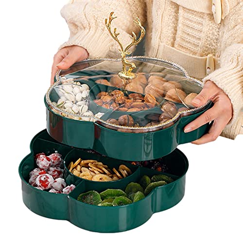 Récipient de service divisé | Récipient de service à fruits avec couvercle, plateau de service en élan, plateau de service pour bonbons, noix, plateau de fruits pour le stockage des aliments Dobooo
