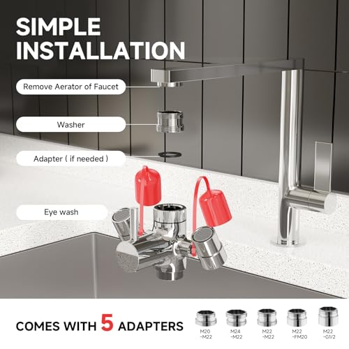 ARRISEA Faucet Mounted Eye Wash Station + Emergency Sink Attachment + Adjustable Aerated 5X Adapter