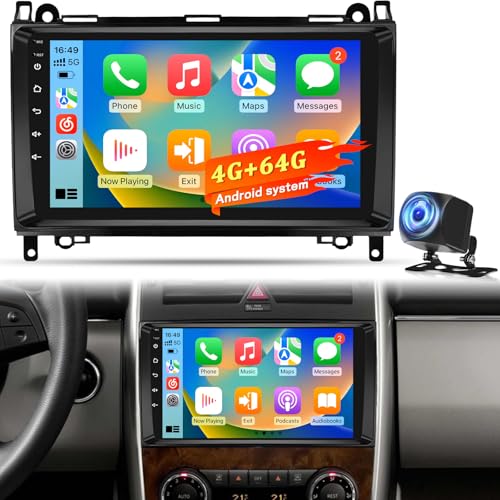 4+64GB Autoradio Android pour Mercedes Benz Classe A/B/V & Sprinter, CarPlay Android Auto sans Fil, Navigation GPS WiFi DSP Bluetooth USB Écran Tactile Radio + Caméra de Recul