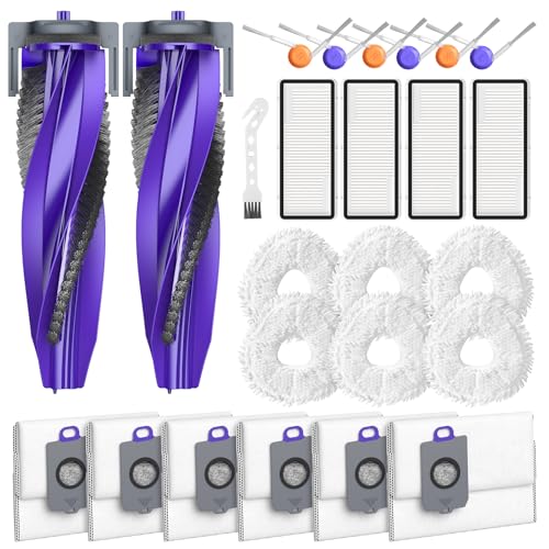 Image of 25-Pack Freo Z10 Replacement Parts Accessories for Narwal Freo Z10 / Freo Z10 Ultra Vacuum Cleaner, Include 2 Roller Brushes, 6 Side Brushes, 4 Filters, 6 Mop Pads, 6 Dust Bags and 1 Cleaning Brush