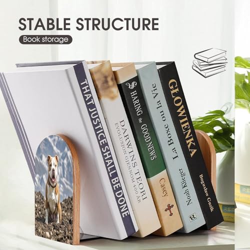 Sujetalibros de madera resistente de Pitbull con soporte resistente decorativo 8