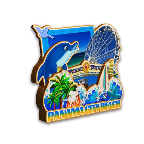 Imán decorativo madera Panama City Beach 3D miniatura 2