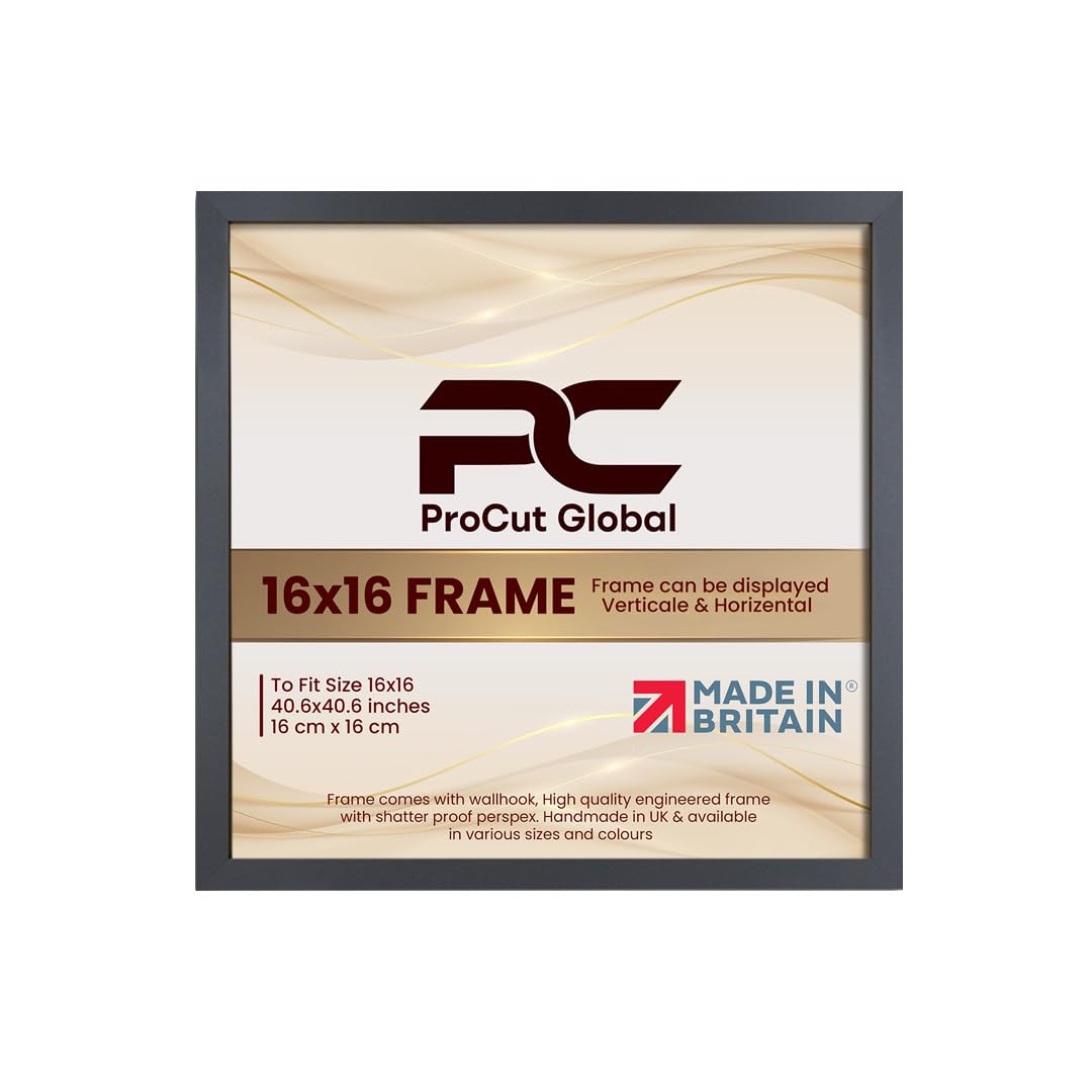 Procut Global 16X16 Dark Grey Picture Frames - Modern Wooden Photo Frame with Shatterproof Perspex for Wall or Tabletop - Perfect for Posters, Certificates, Prints - Sizes & Colors Available โ image 1