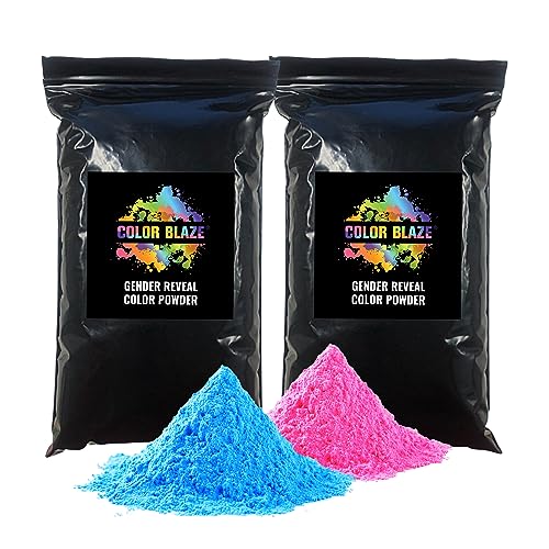 Color Blaze Black-Out Baby Gender Reveal Powder - 2lbs of Colored Powder for Boy or Girl, For Car & Motorcycle Burnout, Toss, Photoshoot, Reveal Party & Festival - 2 Pack of 1 lb - Pink & Blue