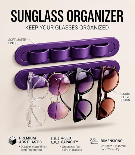 Image of Sunglasses Organizer, Wall Glasses Holder, Acrylic Sunglasses Display, Eyeglass Organizer for Multiple Glasses for Office & Home Decor, Unique Gifts for Husband, Women & Girls