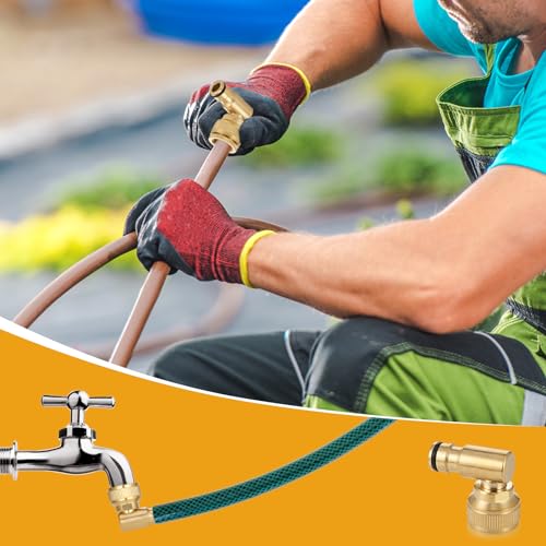 Zocipro 2Pcs Brass Angled Tap Connector, 2 in 1 Outside Tap Connector 1/2" & 3/4" - Image 3