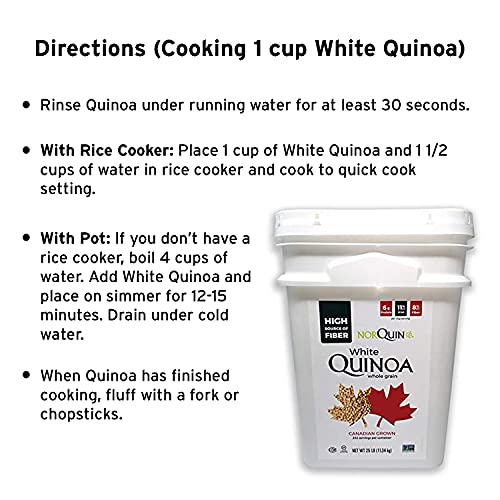 NorQuin White Quinoa Pail 252 Servings / 25 lbs - Big Bulk Bucket Great For Food Storage, Restaurants & Wholesale - Perfect Rice & Grain Alternative - Kosher Certified, Gluten Free, Non-GMO - Thumbnail 6