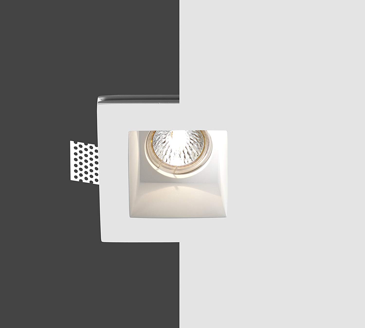 UNIVERSO 10pz PORTAFARETTO QUADRATO 120 * 120mm DA INCASSO IN GESSO PER FARETTI GU10 e GU5.3