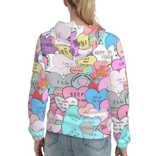 Sweat à capuche avec imprimé cœur coloré et coupe ajustée douce - 4
