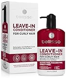 Leave in Conditioner for Curly Hair - Frizz Control for Women and Men - Restores Dry, Damaged and Wavy Hair - Detangler Cream and Sulfate Free Anti Static Moisturizer Treatment with Shea Butter