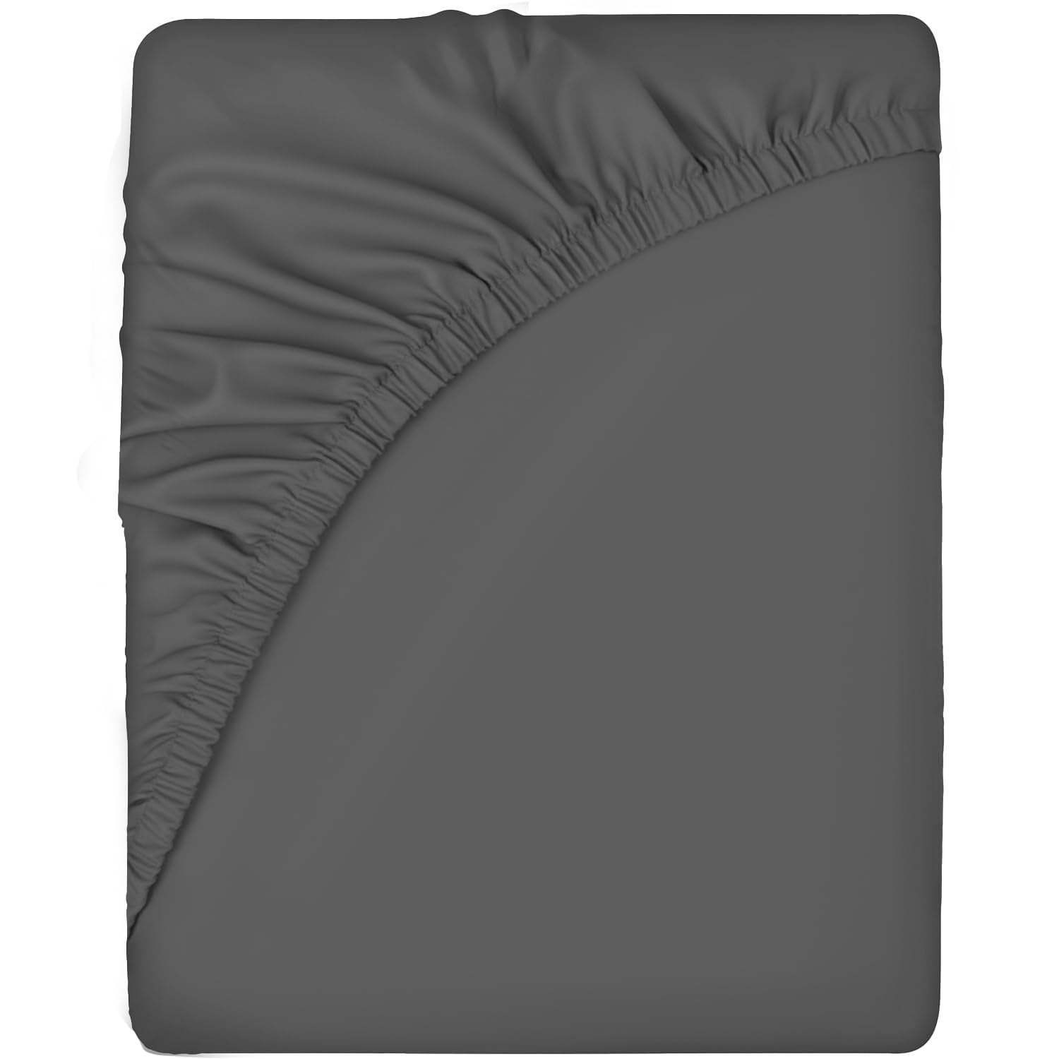 Sleepdown Charcoal Grey Fitted Sheet Polycotton Easy Care Non-Iron Super Soft 10 Inch 25Cm Deep Pocket Bedsheet Bed Linen - Double - 5056242764588