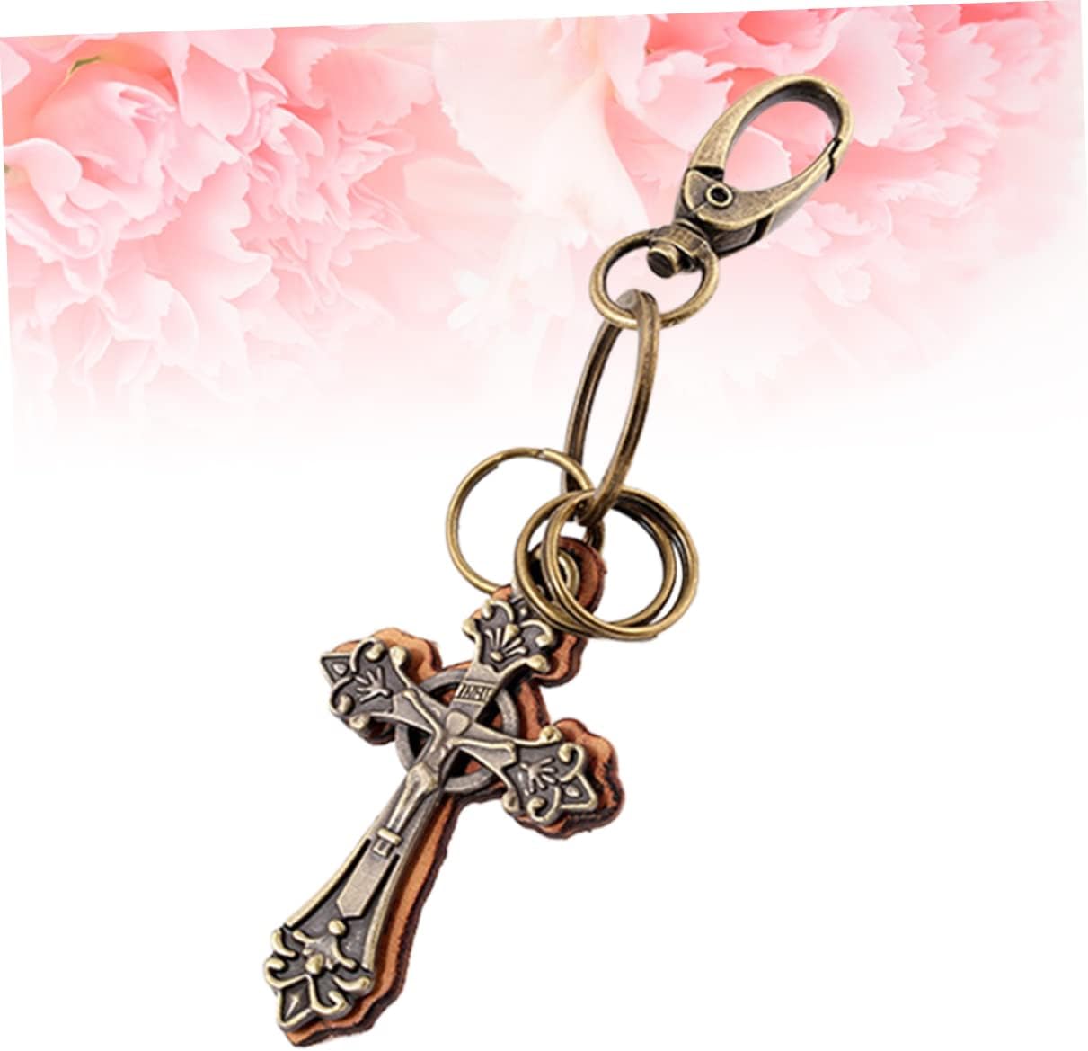 ARTIBETTER 1pc Keychain Religious Key Bag Style for Pendant Faith Design Chain Genuine Punk Unique Decoration & Pu Charm Cross Hope Keyring Retro Hanging Favor Leather - Image 6