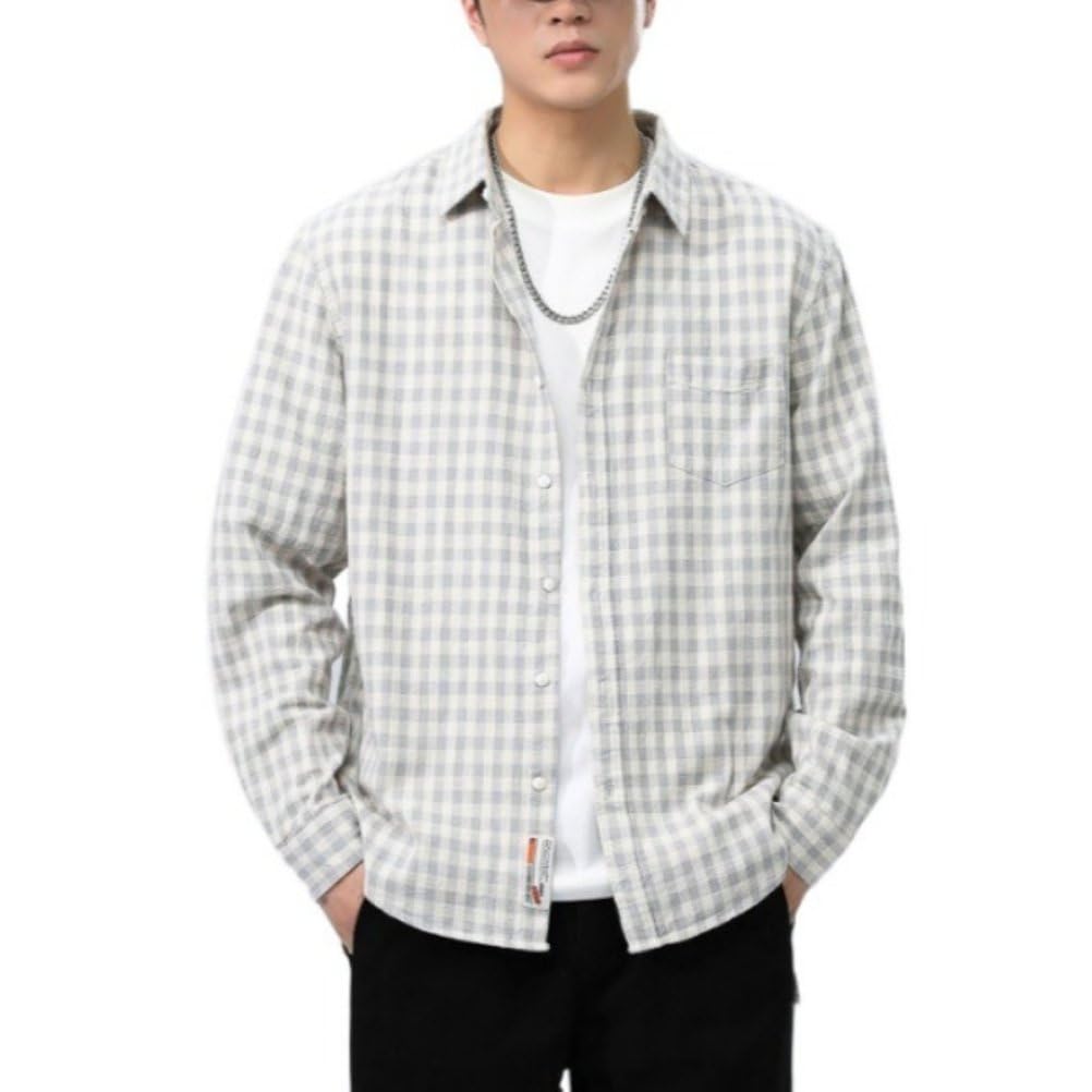 Herren Frühling Casual Business Hemd Plaid Vintage Weiche Einreihige Arbeitshemden