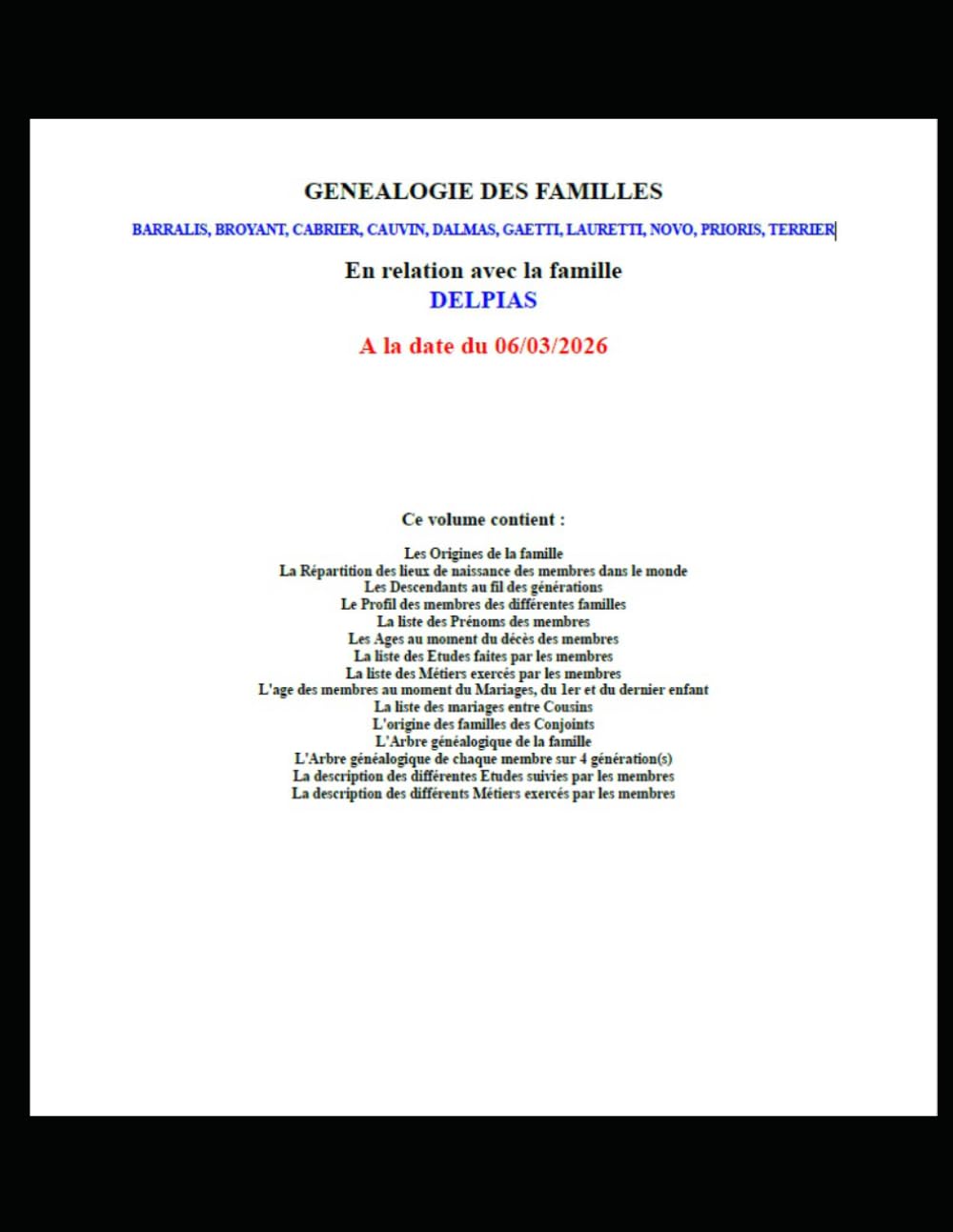 Généalogie des familles en relation avec la famille Delpias de Lucéram