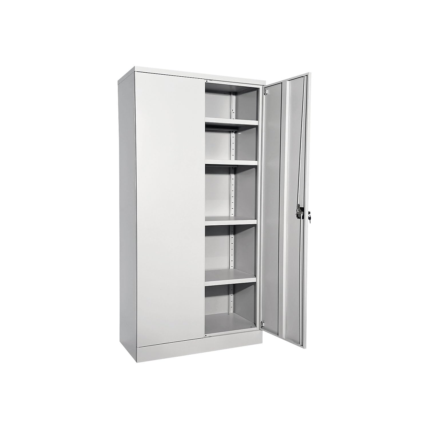 EUROKRAFT Basic | Armoire métallique Nilas | Avec 4 tablettes, h x l x p 1950 x 1000 x 500 mm, gris clair