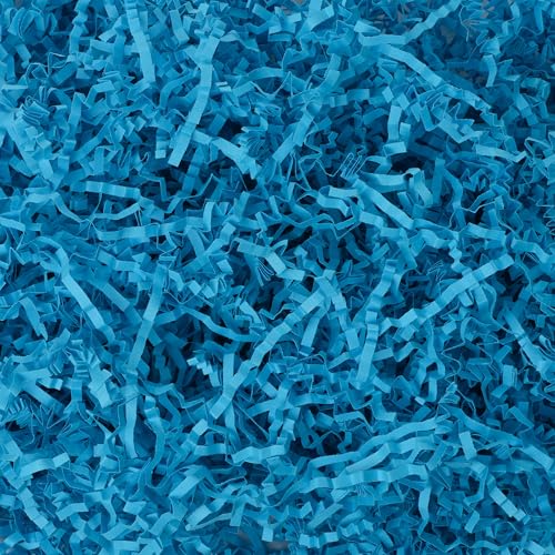 LWWTBS Easter Crinkle Cut Paper 7oz Shredded Packing Easter Grass Cushion Paper for Gift Baskets Christmas Wedding Birthday Bridesmaid Engagement Craft Gift boxes Bags Filler(Blue)