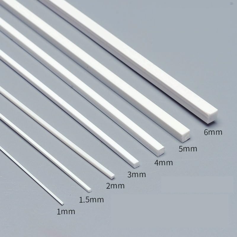 Generisch 50 Stück ABS Kunststoff solide Bar, 50cm Länge, quadratische Stange Stäbe weiß für DIY Sand Tabelle architektonischen Modellbau(3 * 3 * 500MM)