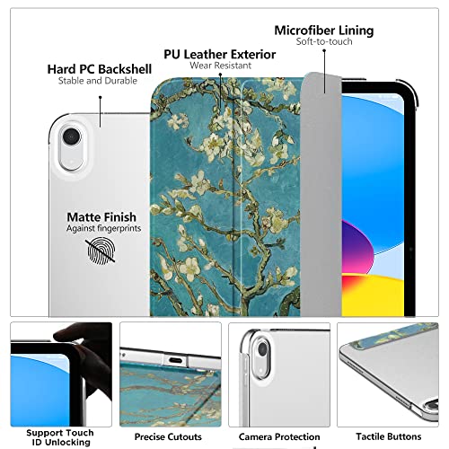 Image of MoKo for iPad (A16) 11th Generation Case 11 Inch 2025, iPad 10th Generation Case 10.9 Inch 2022, Slim Stand Hard PC Translucent Back Shell Smart Cover, Support Touch ID, Auto Wake /Sleep,Almond Blossom