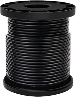 FOLUXING 100Ft Black Wire Rope Cable,1/16 Inch Coated to 3/32 Inch,Stainless Steel for String Lights Hanging Kit,Outdoor Light Guide Wire, DIY Balustrades Clothesline