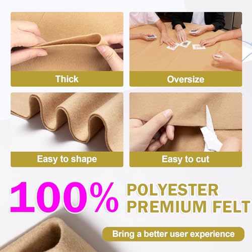 Image of XSEINO Tan Large Felt Fabric 36 inch X 36 inch(1 Square Yard), 1.4 mm Thick Soft Felt Fabric Sheet for Crafts, Yellow Series Colors Soft Nonwoven Fabric, Fit for Decoration, Sewing, DIY Crafts
