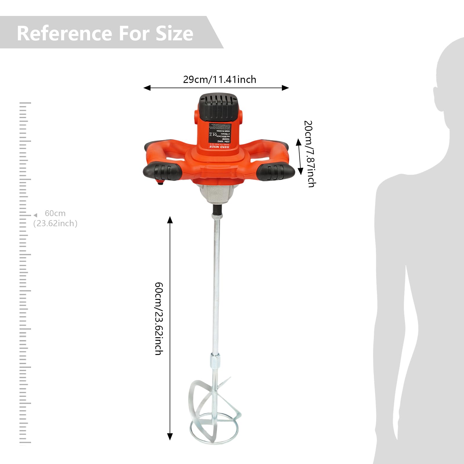 Hormigonera Portátil 1500W, Mezclador De Concreto Eléctrico 220V | Doble Aspa En S, Velocidad 330 A 930 RPM, Mezclador De Mortero Y Barro, Mango De Nylon Ergonómico, Astillero BTP, 12cm