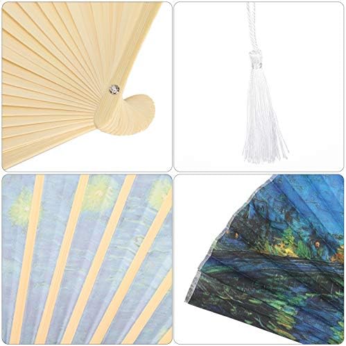 Pssopp 2Pcs Folding Handheld Fan Retro Vintage Hand Held Folding Fan Starry Starry Night Folding Fan with Art Pattern for Hanging Decor