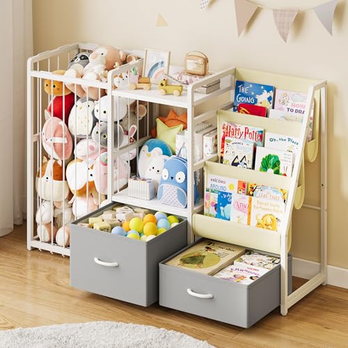 Twinkoo Kids Bookshelf and Toy Storage, Large 3 Tier Book Shelf for Kids Rooms, Sling Baby Bookcase with Stuffed Animal Storage, Toddler Montessori Bookshelf for Nursery, Playroom, Kindergarten