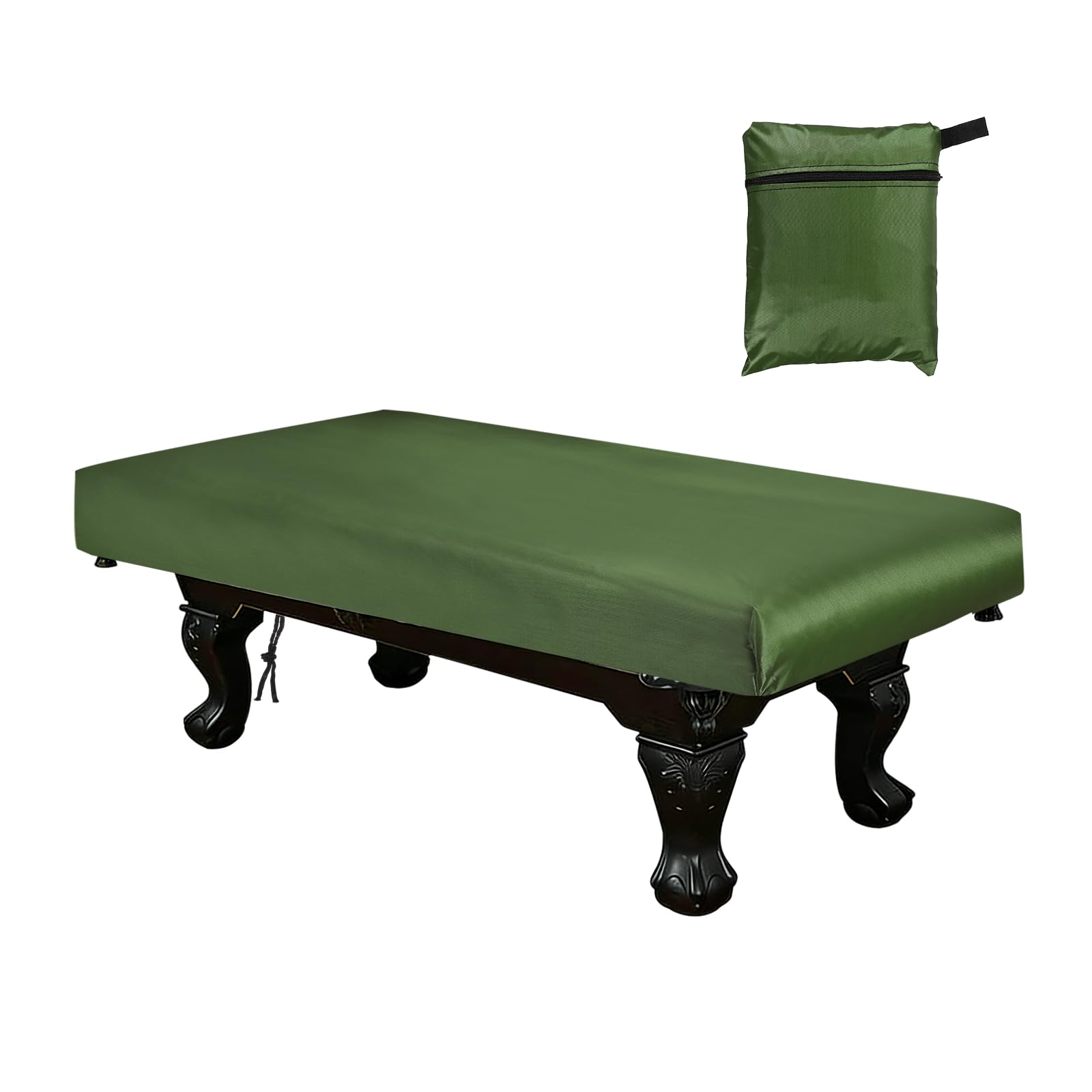 YELARXI Billiard Pool Table Cover, Waterproof Dustproof Billiards Accessories with Storage Bag, 7 ft & Oxford & Silver-Plated & Green - Fitting For(Snooker Billiard Table/Outdoor/Indoor)