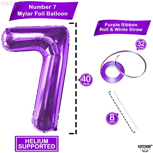 Image of KatchOn, Giant Purpule Number 7 Balloon - 40 Inch, Birthday Decorations