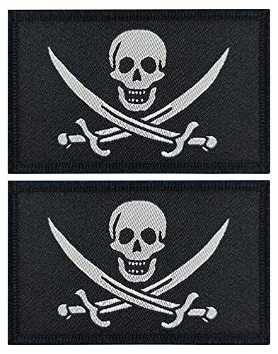 JBCD 2 Pack Pirate Jack Rackham Flag Patch Pirate Skull Flags Tactical Patch Pride Flag Patch for Clothes Hat Patch Team Military Patch