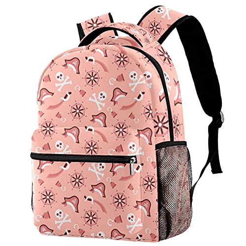 Sac à dos pirate rose avec porte-bouteille anti-fuite enfant